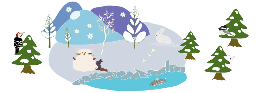 冬の然別湖を描いたイラスト